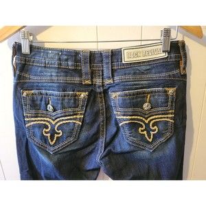 Rock Revival Womens 28x33 Calli Skinny Jeans Dark Blue Wash Stretch